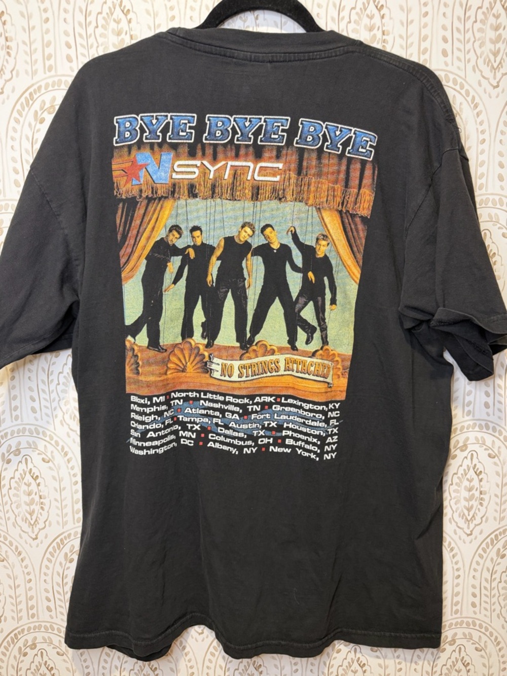 *NSYNC VINTAGE Bye Bye Bye Tour Concert Tee Black Cotton size XL - Picture 5 of 8